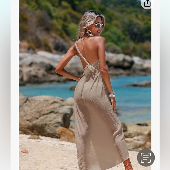 NWT DOSE khaki semi sheer swim cover-up one size 4–12 - Picture 4 of 12